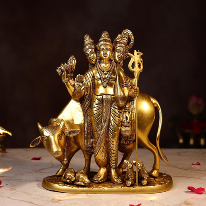 BRASS LORD DATTATREYA MURTI - HEIGHT 10.5 INCH