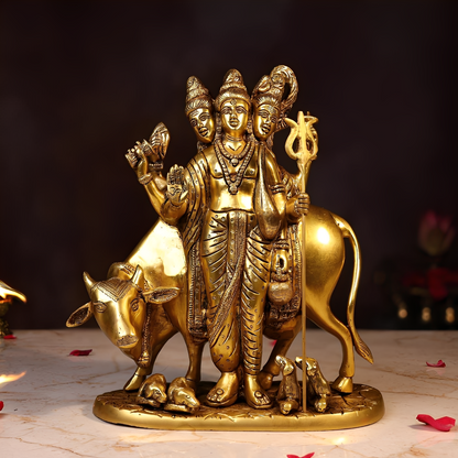 BRASS LORD DATTATREYA MURTI - HEIGHT 10.5 INCH