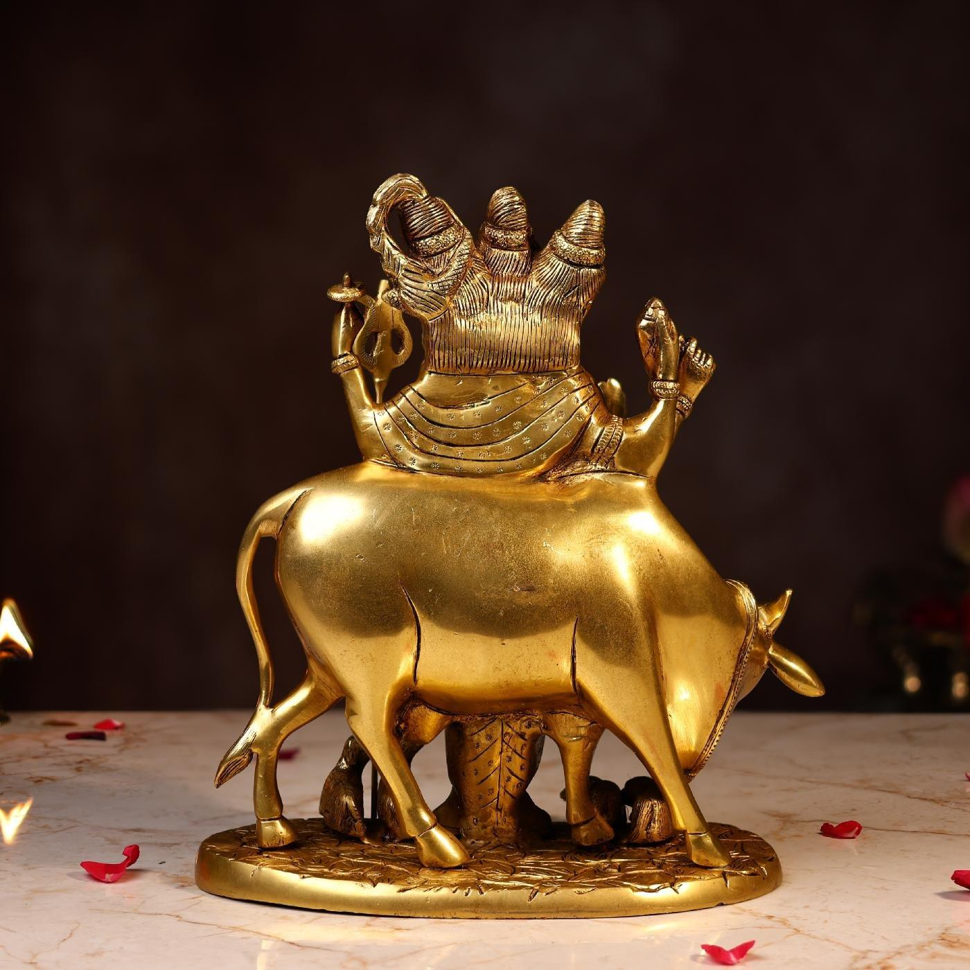 BRASS LORD DATTATREYA MURTI - HEIGHT 10.5 INCH