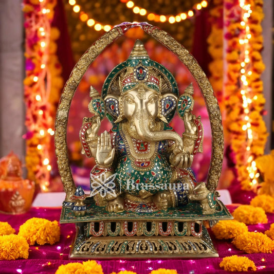 Brassaura™ Brass Ganesha Idol for Home and Decor | Weight 30 Kgs | Height 21 Inches
