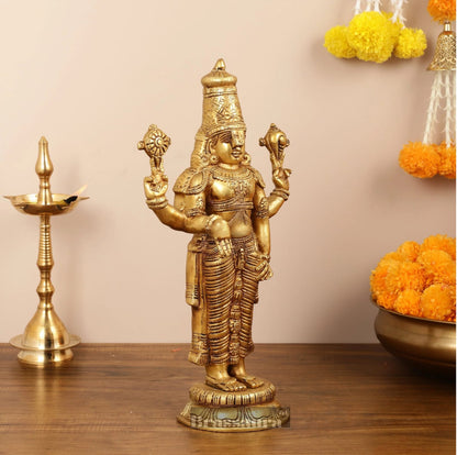 Brassaura™ Handcrafted Lord Venkateshwara Swamy Brass Idol – 18 Inches, 7 Kgs