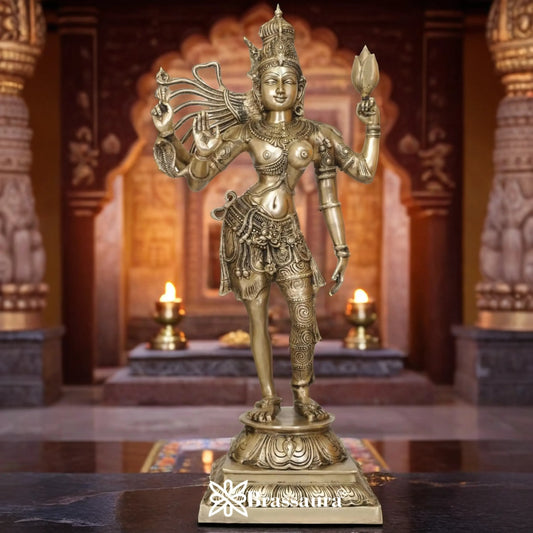 Brassaura™ Brass Ardhanarishwar Statue – Height 38.5 Inches & Weight 25 Kgs | Symbol of Balance & Divinity