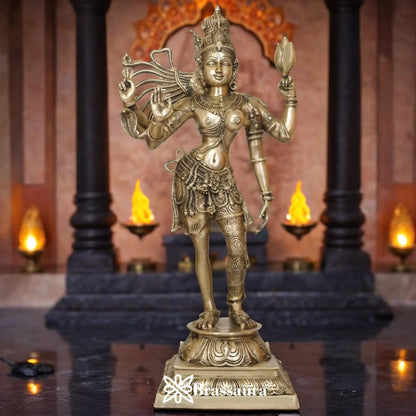 Brassaura™ Brass Ardhanarishwar Statue – Height 38.5 Inches & Weight 25 Kgs | Symbol of Balance & Divinity