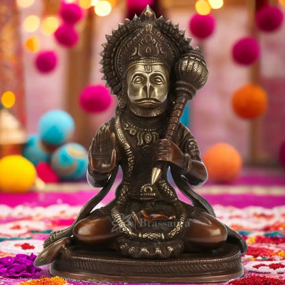 Brassaura™ Brass Hanuman Idol – Height 9.2 Inches & Weight 2.7 Kgs | Divine Gifting