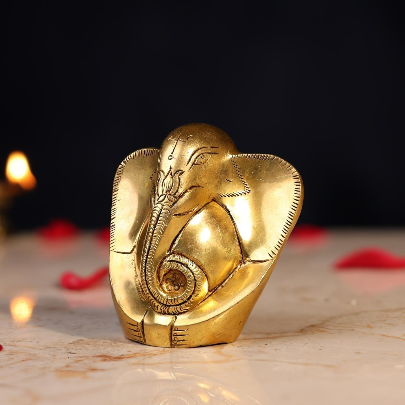 BRASS SMALL SIZE GANESH IDOL HEIGHT 3.5 INCH