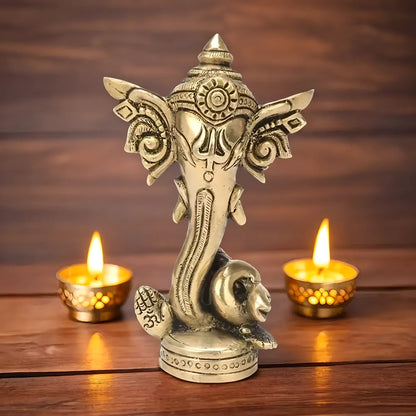 Brassaura™ Brass Ganesha Murti for Home & Temple Décor | Height 4.7 Inches & Weight 0.48 Kg