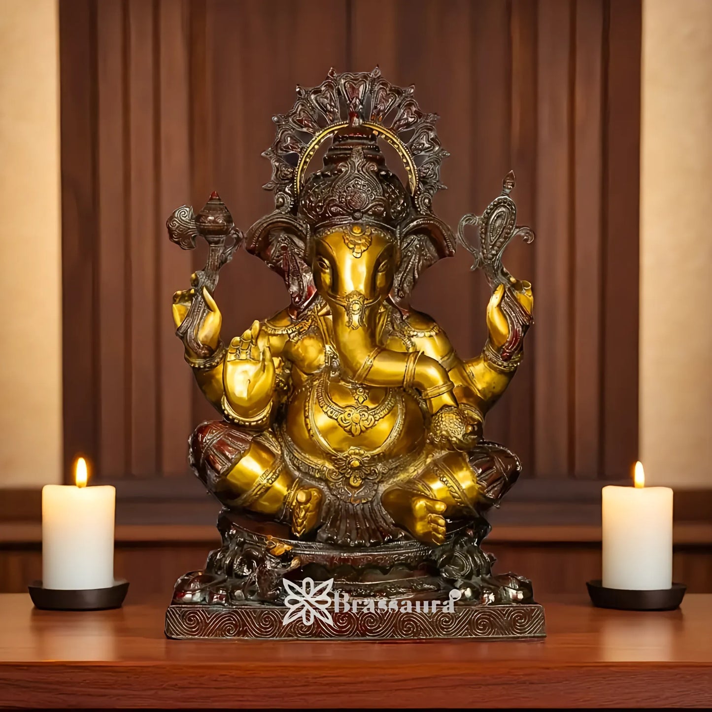 Brassaura™ Brass Ganesha Idol | Height 20 Inches & Weight 21.5 Kgs