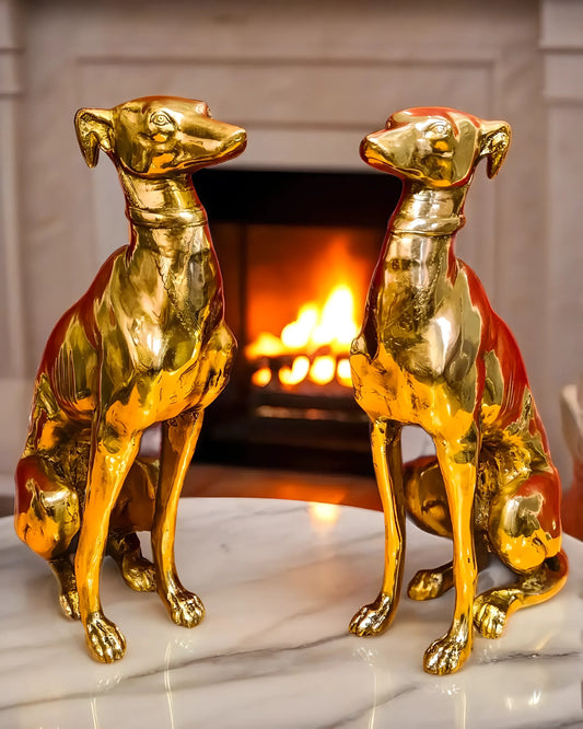 Brassaura™ Brass Dog Statue Pair – Height 23 Inches Each & Total Weight 26 Kgs | Vastu & Feng Shui Home Protection