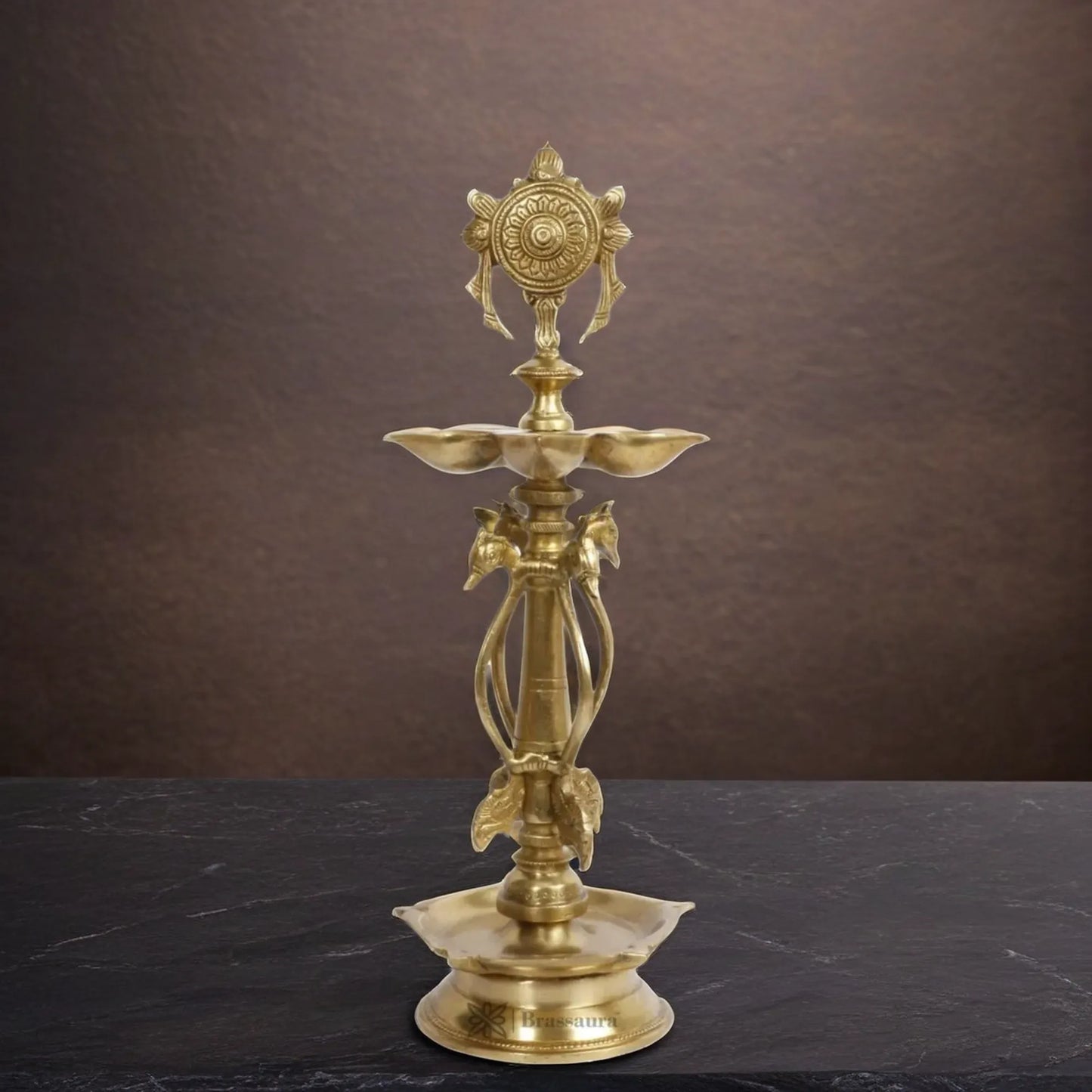 Brass Vishnu Chakra Diya Statue For Home Decor Weight 3 Kg And Height 15 inche