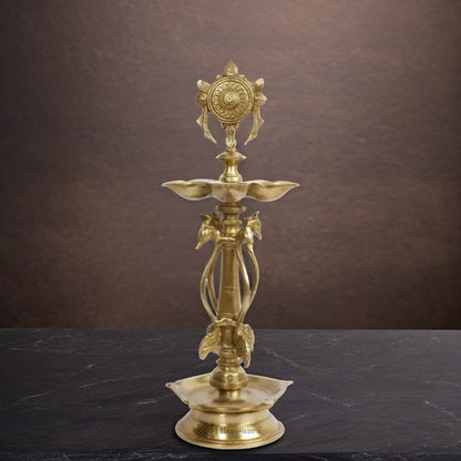 Brass Vishnu Chakra Diya Statue For Home Decor Weight 3 Kg And Height 15 inche