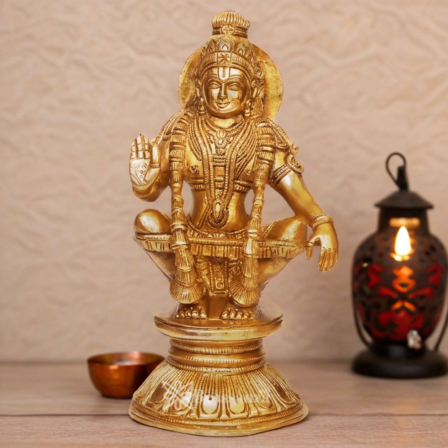 Brassaura™ Brass Sabarimala Ayyappa Idol – Height 8.5 Inches & Weight 2.3 Kgs | Home Temple & Spiritual Décor