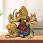 Brass Gem Stone Work Durga ma Idol for Home and Decor Weight .9 Kg Height 12 cm