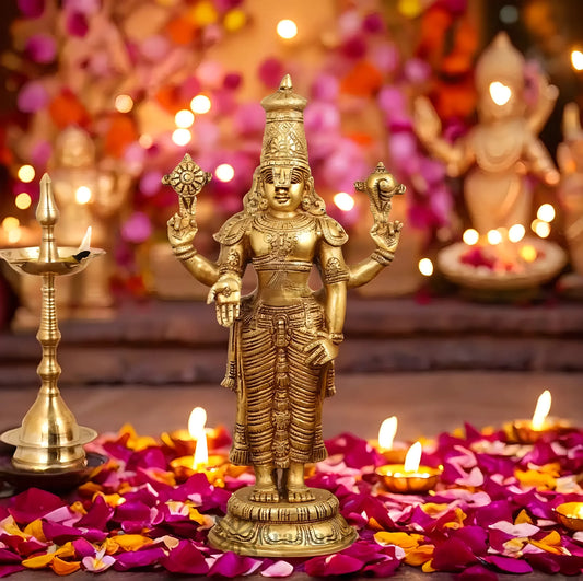 Brassaura™ Handcrafted Lord Venkateshwara Swamy Brass Idol – 18 Inches, 7 Kgs