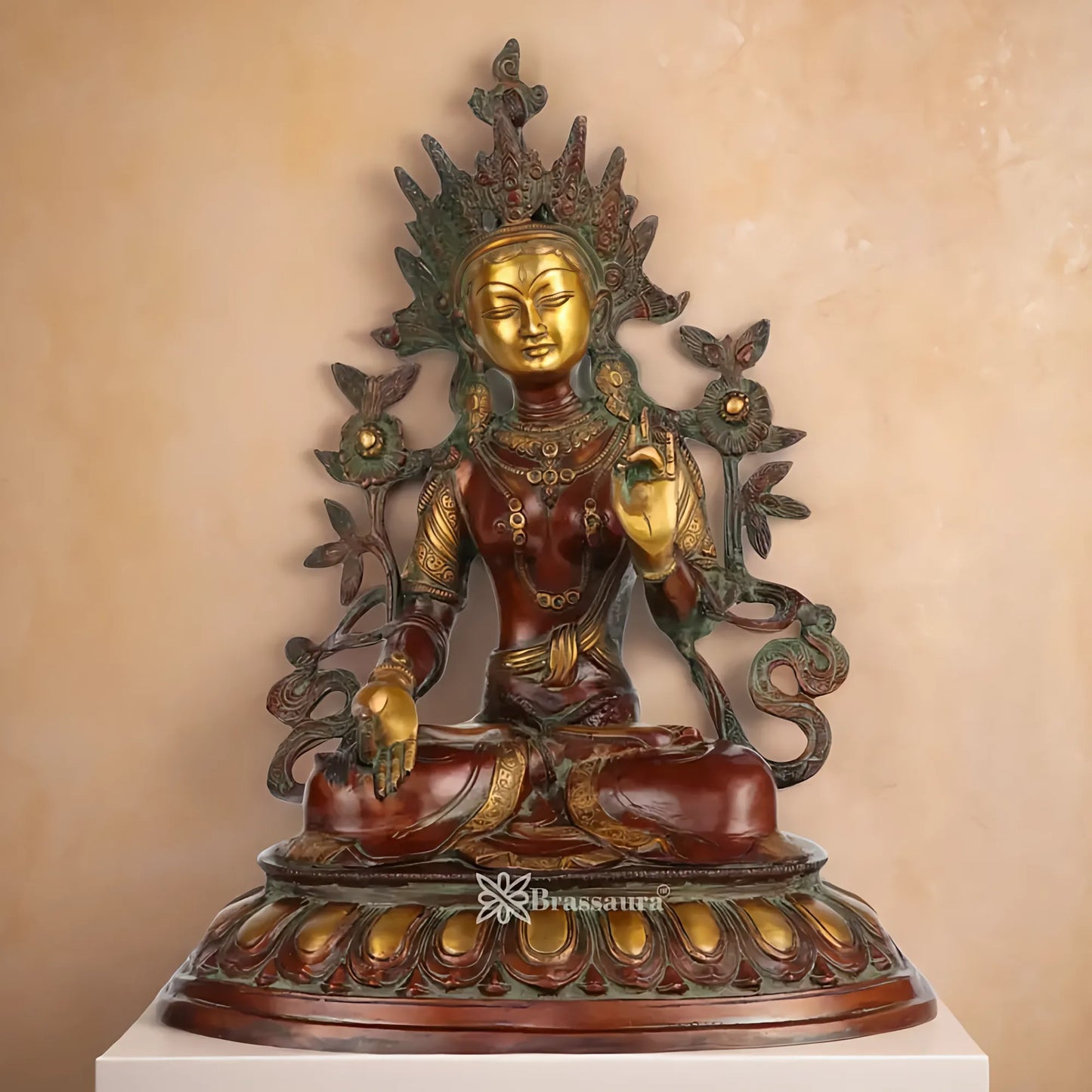 ब्रसारा™ एलिगेंट तारा आइडल | हस्तनिर्मित पीतल की मूर्ति बहुरंगी फिनिश के साथ | ऊंचाई 18 इंच और वज़न 9.5 किलोग्राम