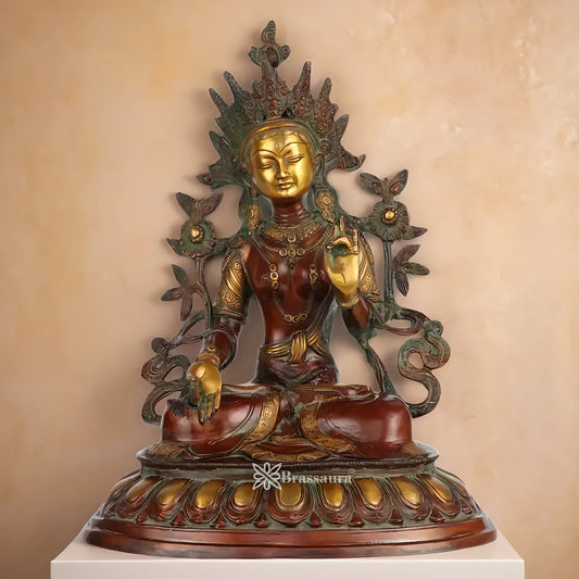 ब्रसारा™ एलिगेंट तारा आइडल | हस्तनिर्मित पीतल की मूर्ति बहुरंगी फिनिश के साथ | ऊंचाई 18 इंच और वज़न 9.5 किलोग्राम