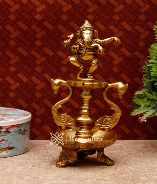 Brass Ganesh Diya Weight .8 Kg & Height 8 Inch