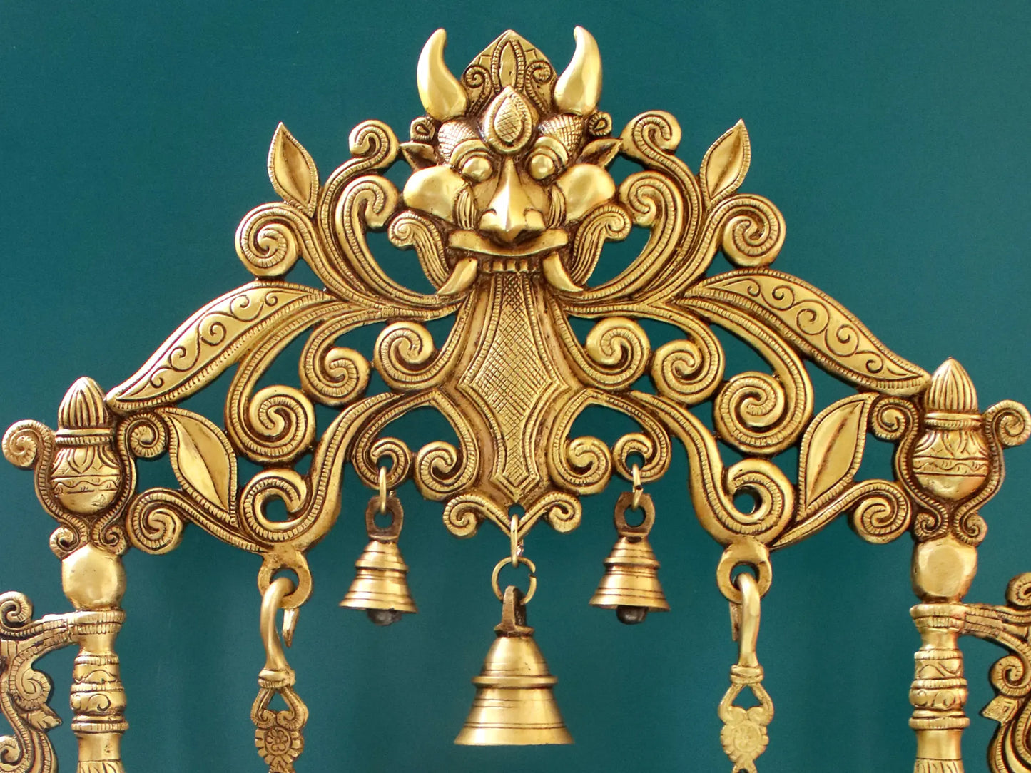 Brassaura™ Kirtimukha Lord Ganesha on Swing with Bells | Pure Brass Idol | Height 26 Inches & Weight 16.60 Kgs