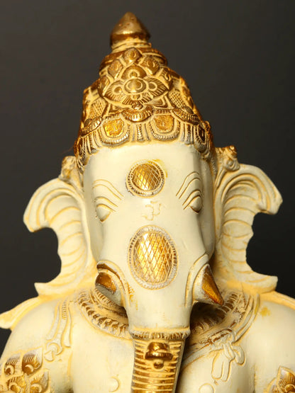 Brassaura™ Colored Standing Lord Ganesha Brass Idol | Height 19.5 Inches & Weight 10.70 kgs
