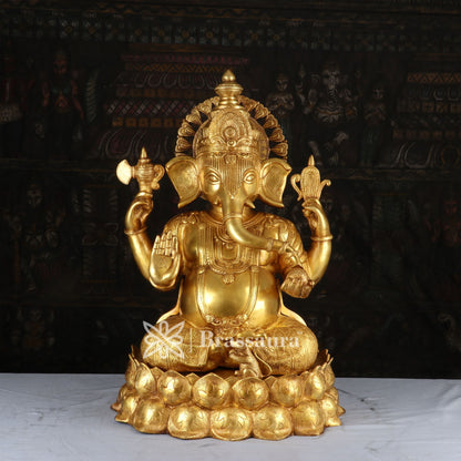Brass Ganesha Statue For Home Decor And Gift Items Weight 29 Kg And Height 24 Inches