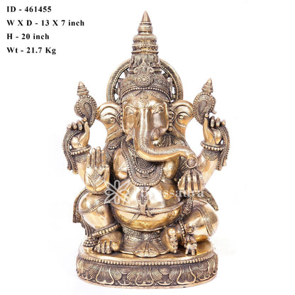 Brassaura™ Brass Ganesha Idol for Home and Decor | Weight 23 Kgs | Height 20 Inches