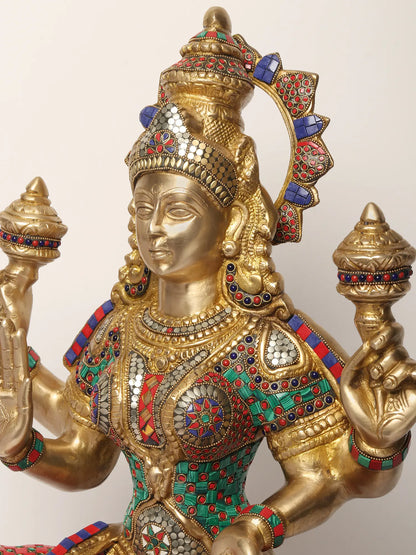 Brassaura® Brass Lakshmi Statue | Height 28.94 Inches & Weight 32.80 kg