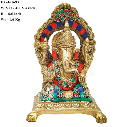 Brassaura™ Brass Ganesha Idol for Home and Decor | Weight 1.5 Kgs | Height 6 Inches