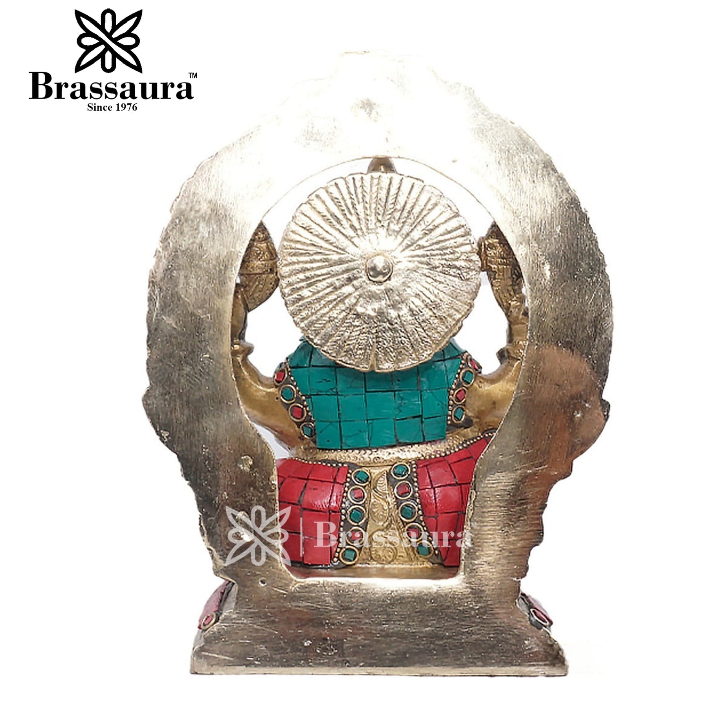 Brassaura™ Brass Gem Stone Work Ganesha Idol for Home and Decor | Weight 2.3 Kgs | Height 8.5 Inches
