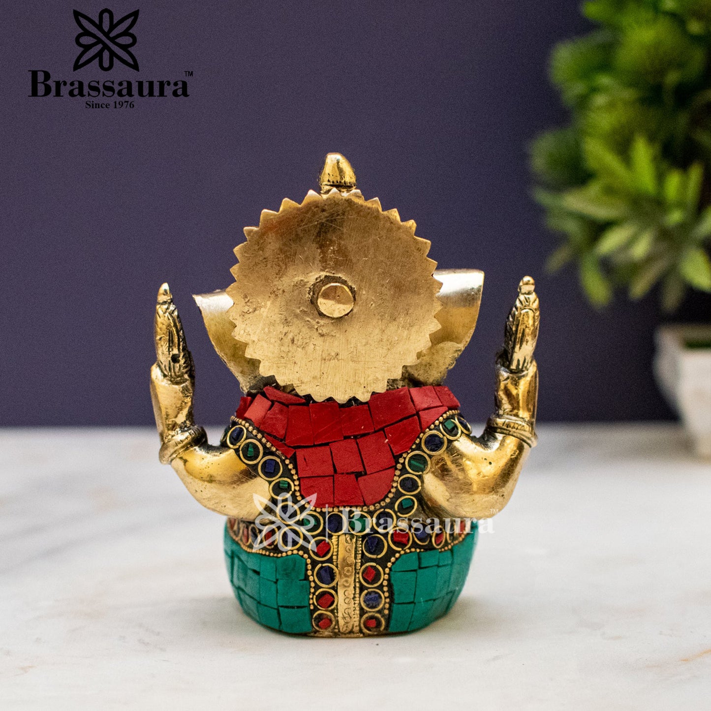 Brassaura™ Brass Ganesha Idol for Home and Decor | Weight 0.8 Kg | Height 4.5 Inches