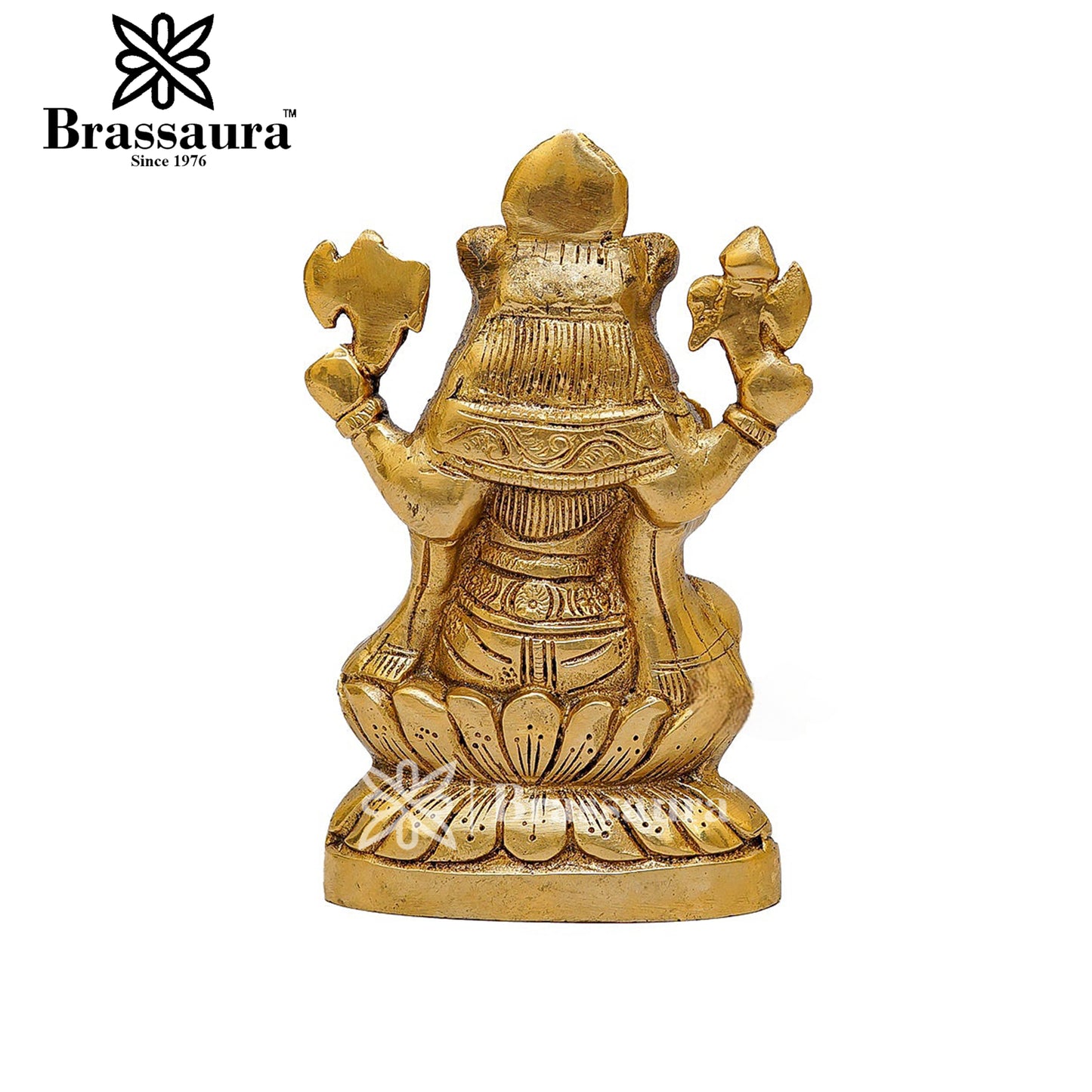 Brassaura™ Brass Ganesha Idol for Home and Decor | Weight 1.1 Kgs | Height 5.8 Inches