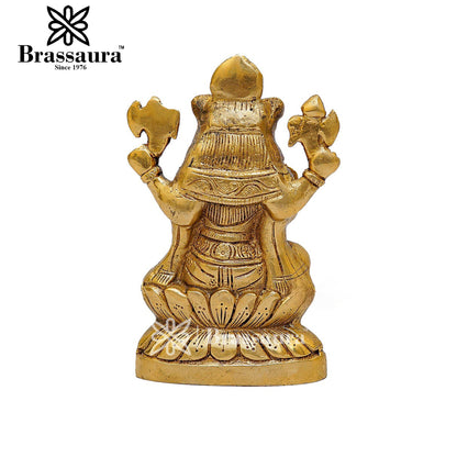 Brassaura™ Brass Ganesha Idol for Home and Decor | Weight 1.1 Kgs | Height 5.8 Inches