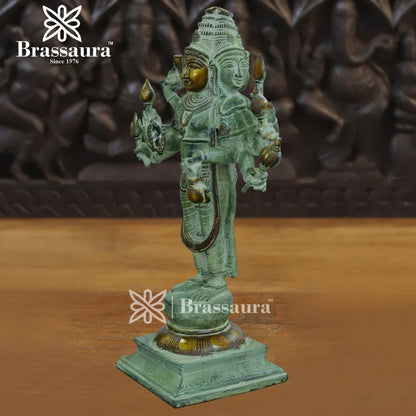 Brassaura™ Brass Brahma Dev Idol – Height 15 Inches & Weight 22.53 Kgs | Traditional Handcrafted Sculpture for Pooja Space