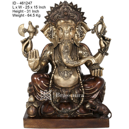 Brass Ganesha Statue For Home Decor And Gift Item Weight 70 Kg And Height 31 Inches