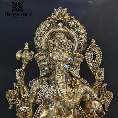 Brassaura™ Brass Jewellery Ganesha Statue for Home and Decor | Weight 45 Kgs | Height 29 Inches