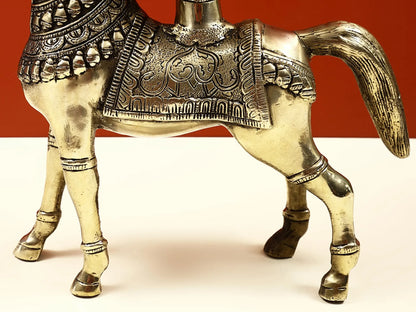 ब्रासोरा® रॉयल हॉर्स ब्रास अर्ली हैंगिंग बेल्स के साथ | शुद्ध पीतल | ऊंचाई 12 इंच और वजन 5.12 किलोग्राम