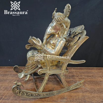 Brassaura™ Brass Chair Ganesha Statue for Home and Decor | Weight 27 Kgs | Height 13 Inches
