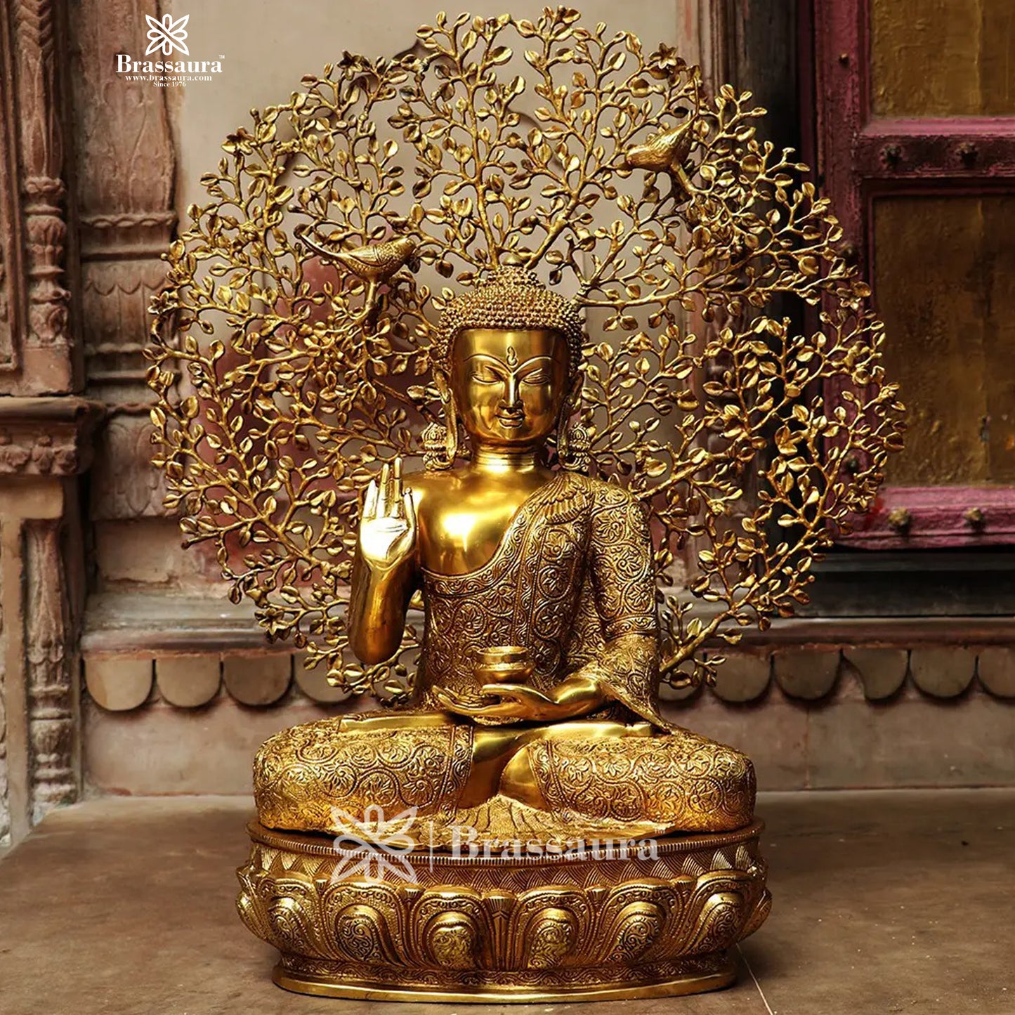 Brass Big Buddha statue for home and decor and gift Item weight 27.3 kg Height 30 inch