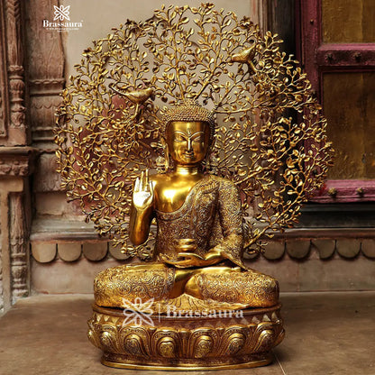 Brass Big Buddha statue for home and decor and gift Item weight 27.3 kg Height 30 inch