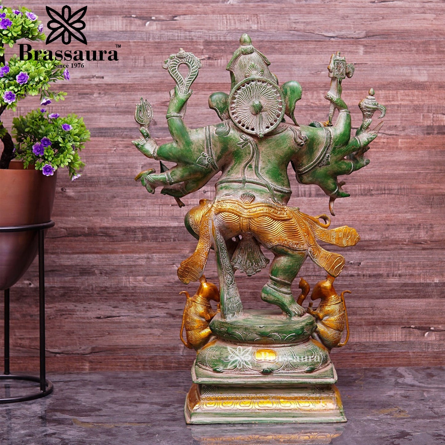 Brassaura™ Brass Dancing Ganesha Idol for Home and Decor | Weight 24 Kgs | Height 25 Inches