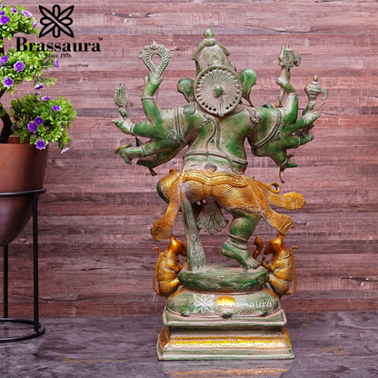 Brassaura™ Brass Dancing Ganesha Idol for Home and Decor | Weight 24 Kgs | Height 25 Inches