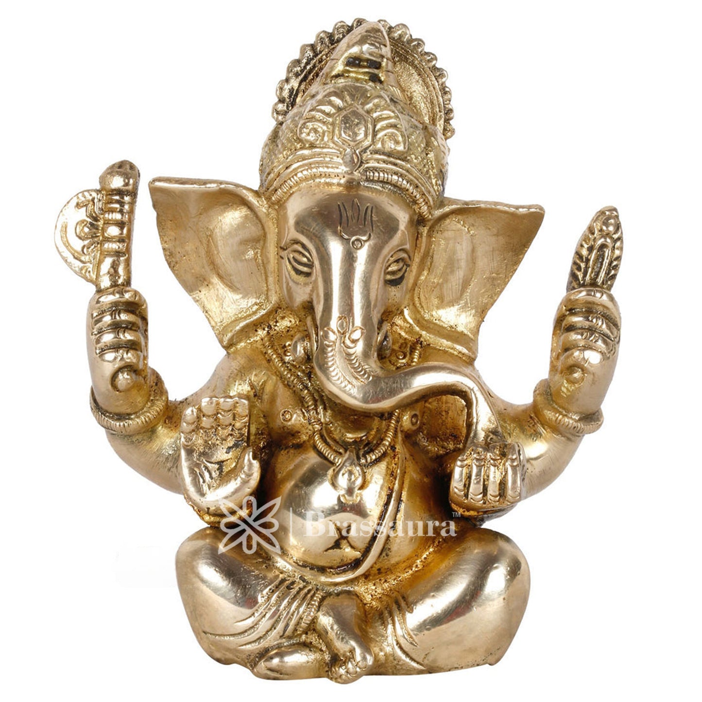 Brass Ganesha Statue For Home Decor And Gift Items Weight .8 Kg And Height 4.5 Inches