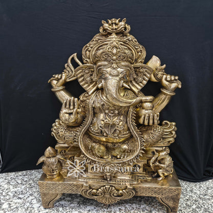 Brassaura™ Brass Jewellery Ganesha Idol for Home and Decor | Weight 60 Kgs | Height 33 Inches