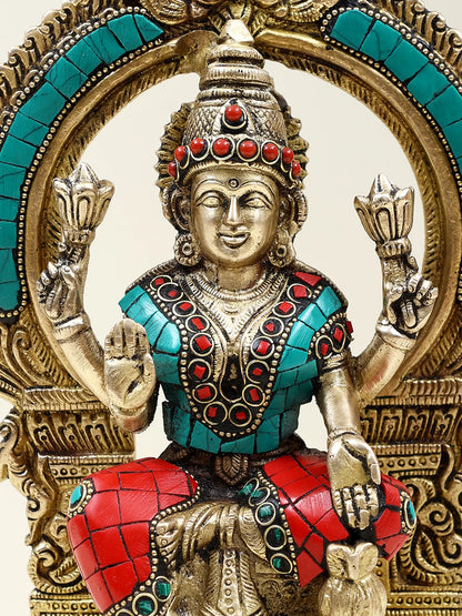 Brassaura™ ब्रास गणेश लक्ष्मी सरस्वती (जीएलएस) सेट | मीनाकारी इनले वर्क के साथ शुद्ध ब्रास | ऊंचाई 10 इंच और वज़न 9.48 किलोग्राम