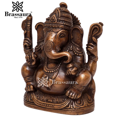 Brass Ganesha Statue For Home Decor And Gift Items Weight 1.4 Kg And Height 5.5 Inches