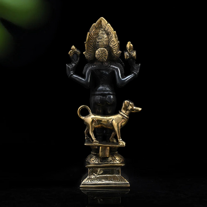 ब्रासोरा® वृंदावन वेणुगोपाल कृष्ण पीतल की प्रतिमा मोर के साथ | एंटीक नीला और सुनहरा रंग | ऊँचाई 20 इंच