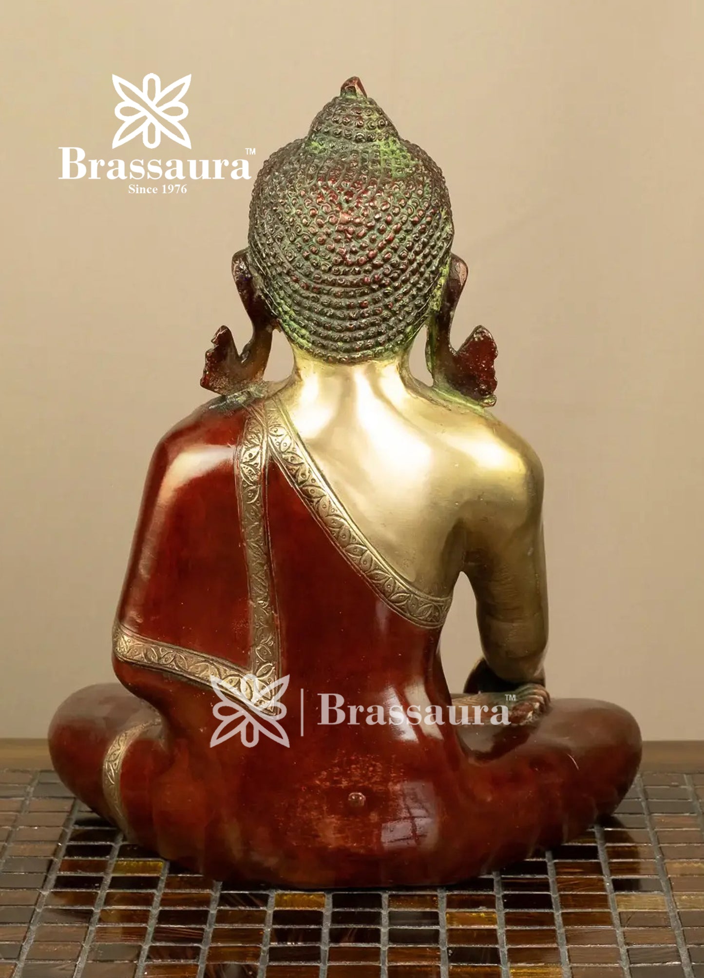 Brass Buddha For Home And Décor Weight 6 kg Height 12.5 Inch