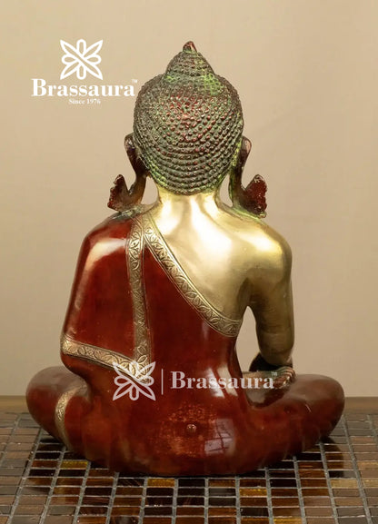 Brass Buddha For Home And Décor Weight 6 kg Height 12.5 Inch