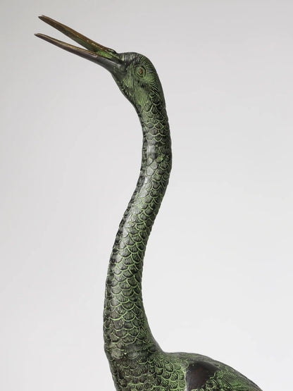 ब्रासौर® क्रेन पीतल की मूर्तियों का जोड़ा | शुद्ध पीतल | ऊंचाई 60 इंच और वजन 39.80 किलोग्राम