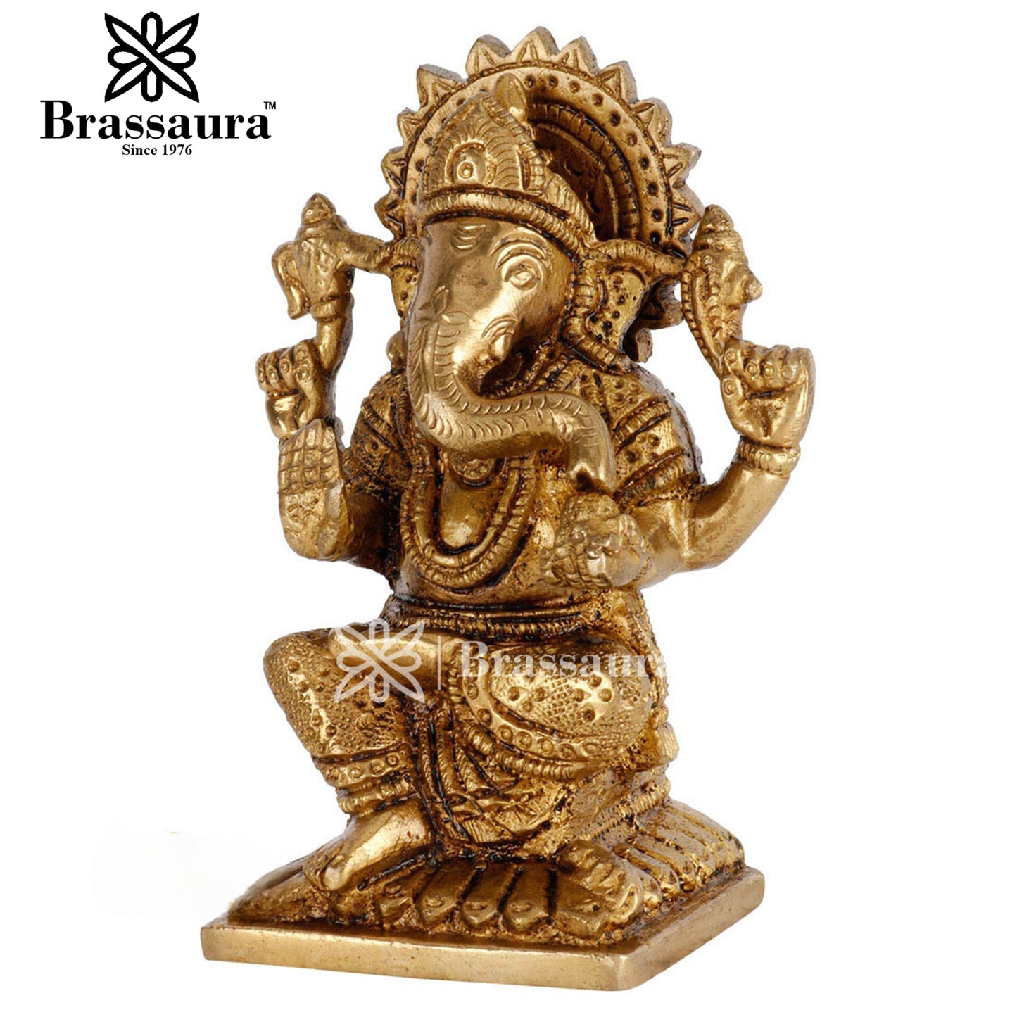 Brass Ganesha Statue For Home Decor And Gift Item Weight .6 Kg And Height 4 Inch