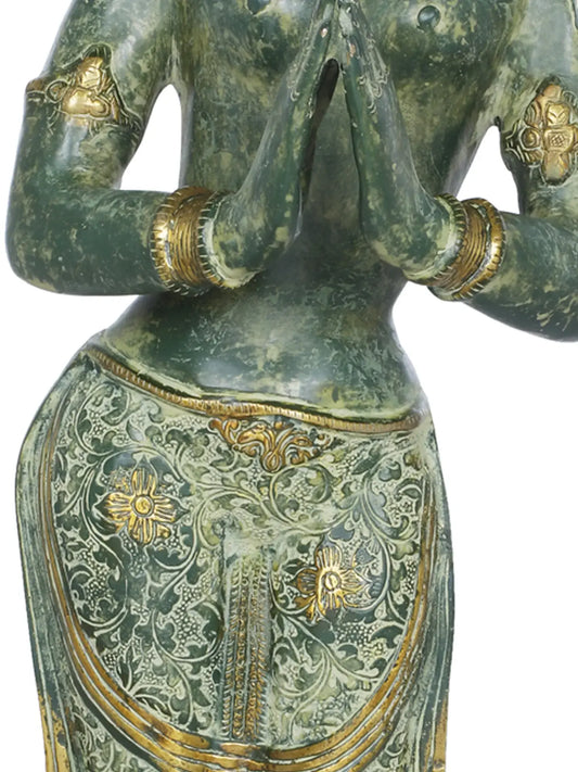 Estátua Brassaura® Deusa Tara em Latão | Altura 77,5 cm e Peso 8,50 kg