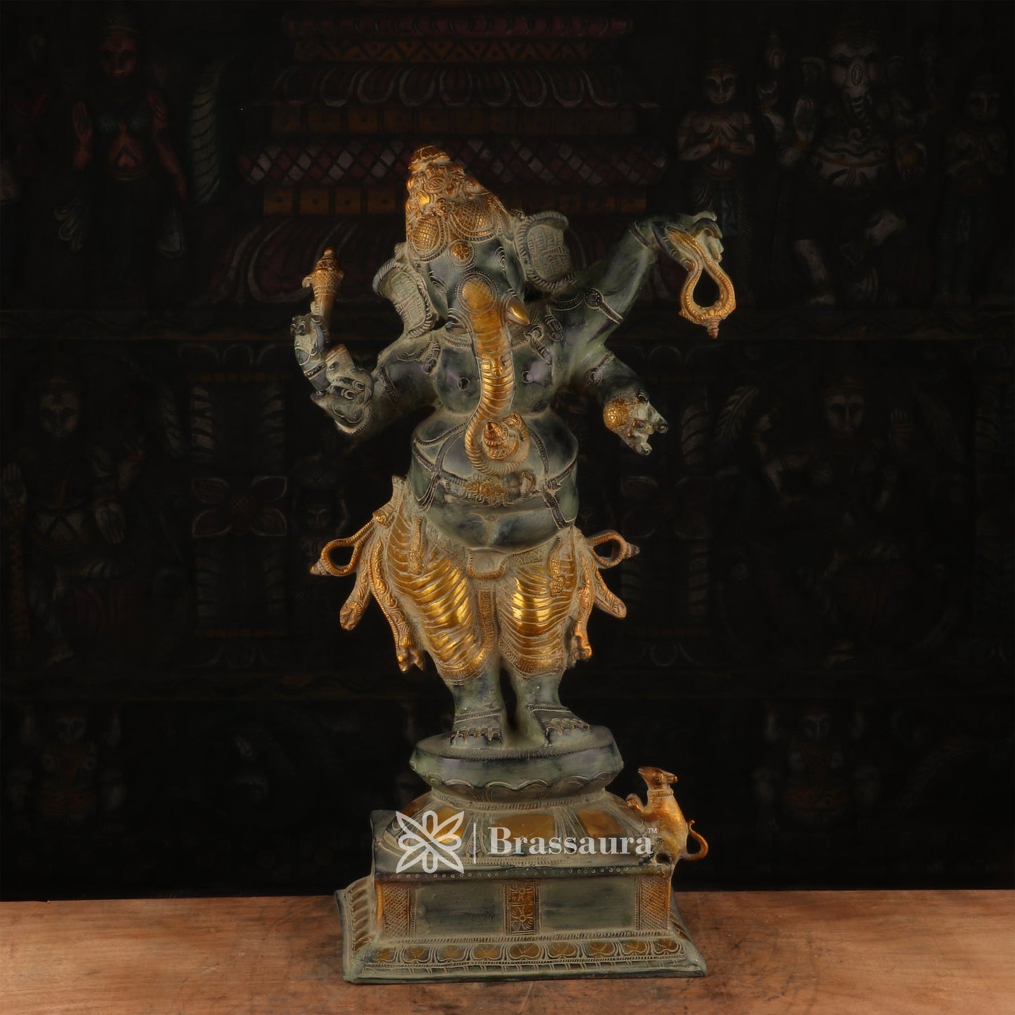 Brass Ganesha Statue For Home Decor And Gift Items Weight 15.7 Kg And Height 24 Inches